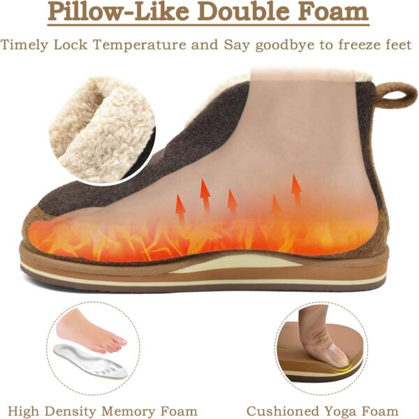 KuaiLu Mens Felt Winter Warm Boot Slippers Cosy Memory Foam Fleece Lined Bootie Slippers with Comfy Arch Support House Shoes Non-Slip Indoor Outdoor Hard Sole - Image 5