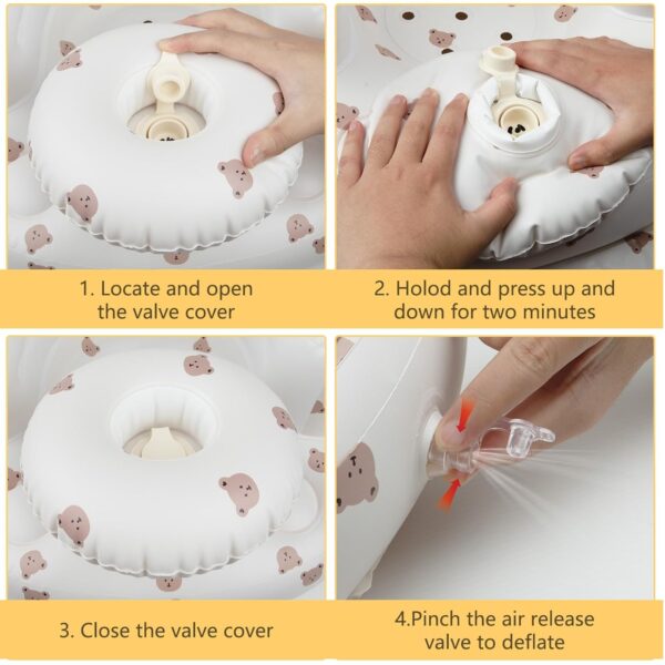 Inflatable Baby Chair with Tray for Babies 3 Months & Up, Blow Up Baby Seat with Built in Air Pump, Sit Me Up Floor Baby Seats for Infants for Sitting Up - Bear Head with Tray - Image 5