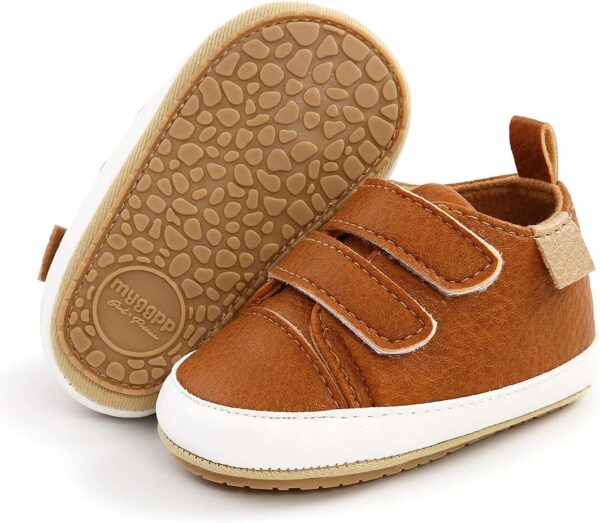 Baby Girls Boys Sneakers Toddler PU Leather First Walking Shoes Anti-Slip Infant Newborn Prewalker Sneakers for 0-18 Months with Sock - Image 4