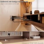 Floating TV Unit，The TV stand cabinet with LED lights, wall-mounted TV console with side cabinets and 2 drawers, entertainment media center, and large storage shelf under the TV(180*20*30cm) - Image 4