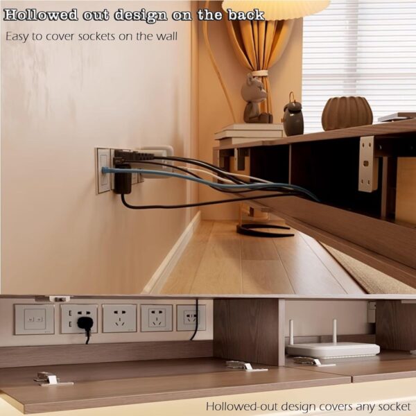 Floating TV Unit，The TV stand cabinet with LED lights, wall-mounted TV console with side cabinets and 2 drawers, entertainment media center, and large storage shelf under the TV(180*20*30cm) - Image 4