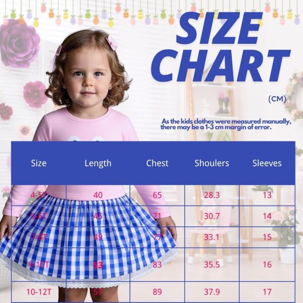 Trsenvrml Baby Girls Easter Dresses for Kids Cotton Long Sleeve Bunny Dress Toddler Causal Plaid Dresses - Image 7