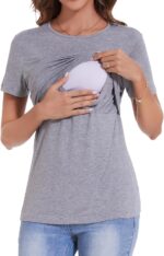 Sosolism Essential Nursing Tops Summer Breastfeeding Tshirt Short Sleeve Soft Feeding tee for Women - Image 3