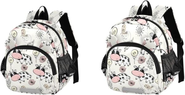 ISAOA Toddler Backpack with reins, Kids Anti-Lost Rucksack with Safety Harness,Doodle Cow with Flower Backpack for Boys and Girls Baby Preschool Mini Bag with Leash,S - Image 3