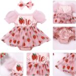Odizli Baby Girls 1st Birthday Outfit Summer Short Sleeve One Embroidered Tulle Romper Dress + Headband Cake Smash Photo Shoot - Image 6