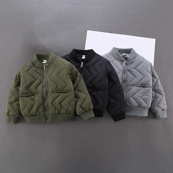 Toddler Baby Boys Winter Coat Thick Puffer Down Jacket Kids Baseball Jacket Varsit𝐲 Coat Zip up 𝐁omber Jacket - Image 2