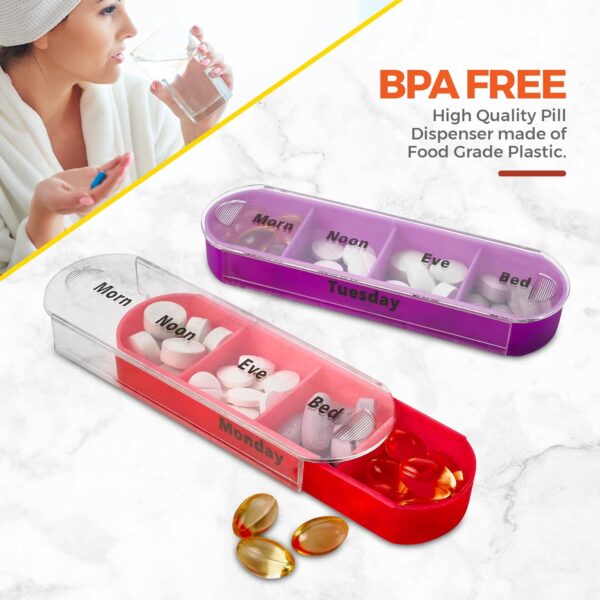 MEDca Weekly Pill Organizer, Four Times-a-Day, Pack of 2 Dispensers with Stackable AM/PM Compartments - Image 8