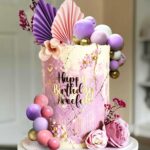 JeVenis 27PCS Purple Pink Cake Decorations Purple Pink Palm Leaves Cake Decoration Balls Cake Decoration for Wedding Baby Shower Birthday - Image 4