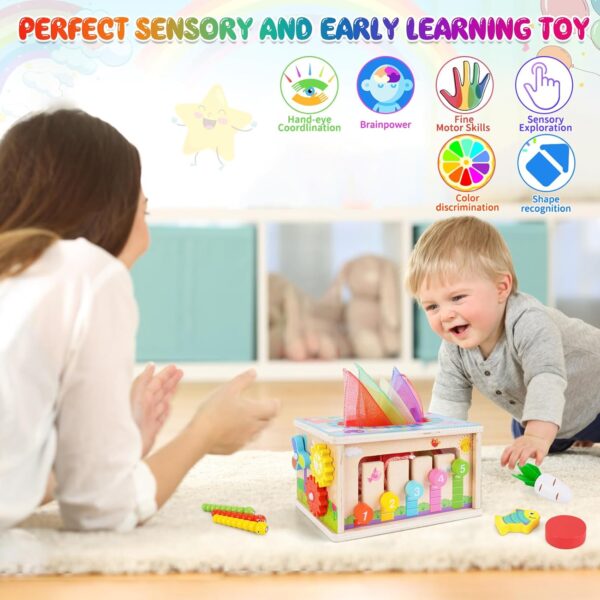 FCSONU Toddlers Montessori Toys for 3 Year Old Boys Girls, Wooden Baby Tissue Box Toys for Ages 3-4 Kids, Activity Cube|Sensory Toys for Toddlers 3, Christmas Birthday Gifts for 36+ Months - Image 4