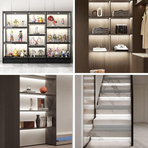 WOBANE LED Shelf Lights,Flexible LED Strip Lights with Switch,Display Lights for Cabinet,Showcase,Bookshelf,Pantry,Shelves,Cupboards,4 * 50cm 12v Strip Bars Set,120 LEDs,1200lm,6000K White - Image 6