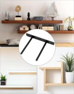 QWORK® 2 Pack Floating Shelf Bracket - 6 Inch 150 mm Double T Design- Heavy Duty Hidden Concealed Wall Shelf Brackets with Mounting Screws - Solid Steel Matt Black - Image 6