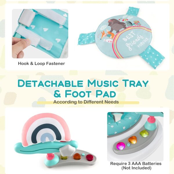 Maxmass Baby Activity Jumperoo, Height Adjustable Toddler Bouncer with 9 Interactive Toys, 360° Rotating Seat, Music, Lights&Sounds, Infant Play Center for 6 Months+, 87x87x94cm (Lake Blue) - Image 5