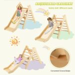 GYMAX 2 in 1 Kids Climbing Set, Wooden Toddler Climber with Slide, Outdoor Indoor Montessori Climbing Toys for 3 Years Old + Boys Girls (Natural) - Image 3