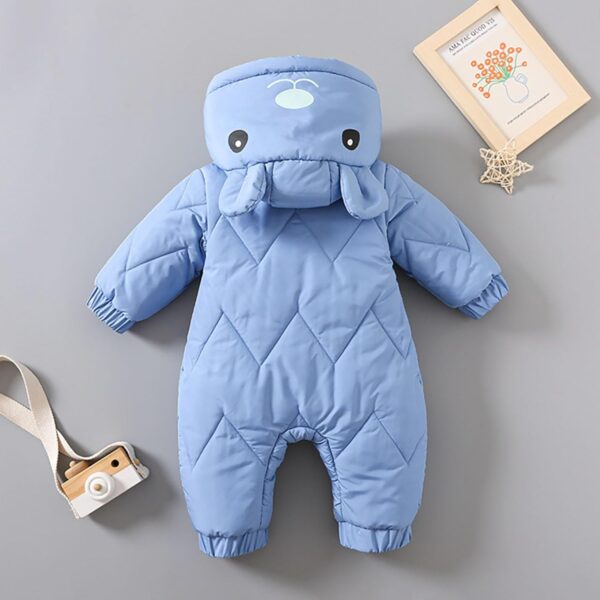 Baby Bear Suit Newborn Winter Coat Warm Hooded Jumpsuit for Boys Girls 2 3 Month Baby Boy Baby Boy Thermal Jumpsuit Footless Pajamas Baby Boy Snap - Image 2