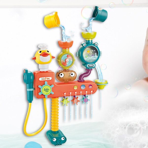 Bath Toys for Kids, Plumbing System Bathtub Water Toy, 11.02x2.95x12.4 inches, Educational Toy with Pipes & Valves, Interactive Sensory Shower Game for Boys, Girls Over 3 Years Old - Image 5