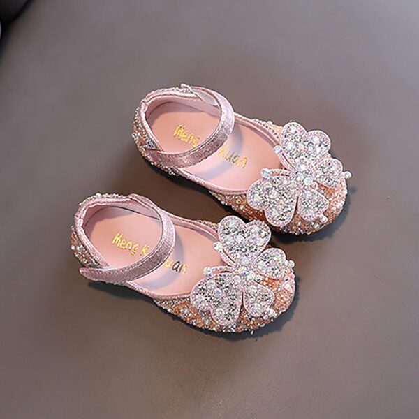 IQYU Baby Pearl Rhinestone Shiny Princess Shoes Evening Shoes Single Shoes Festive Dress Shoes School Shoes Toddler Girls Glitter Princess Heel Shoes Performance Dance Shoes - Image 6