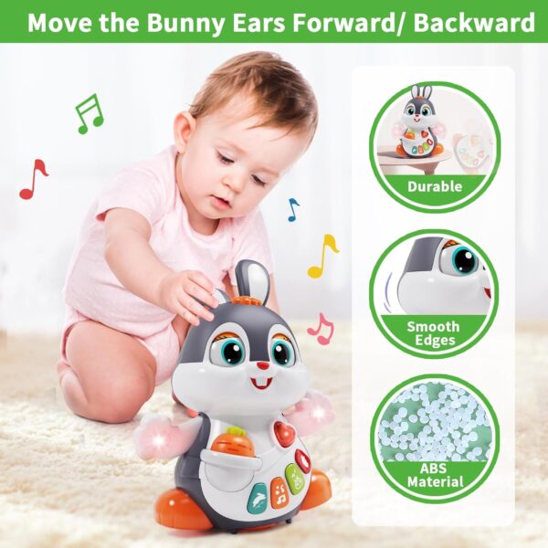 Wanonoo Easter Bunny Toys for 6 to 12 Months Baby Musical Crawling Toy for 1 Year Old Gilrs Boys, Light Up Walking Interactive Toys, Easter Gifts for Babies Toddlers Kid 1 2 3 Year Old Easter Present - Image 4