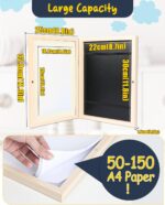 Ciscle Kids Art Frames, 2 Pack A4 Fillable Front Opening Photo Frames, Display Frames for Kids Artwork for 150 Pictures, Ideal for Children's Drawings, Kids Art Projects, School, Home or Office(Wood) - Image 4