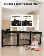 derimkcoa 210cm Extra Wide Baby Gate Playpen with Heat-Resistant Mesh, Dog Gates for Stairs Doorways, Foldable Safety Gates for Kids & Pets, Baby Fence Barrier Indoor/Outdoor, 6-Panels,70cm Tall - Image 3