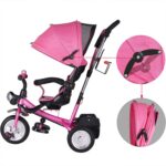 Spielwerk® Children's Pink Tricycle With Safety Belt | Push Rod | Detachable Adjustable Footrest | Roof | Removable Basket | Bicycle Trike Bike Stroller Childs Kids Toddlers Baby - Image 2