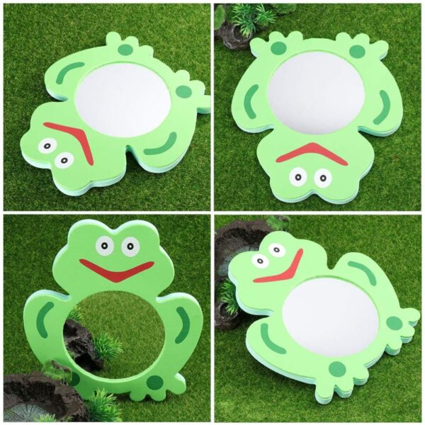 Kids Toys Toys Cartoon Bath Mirror Toy, EVA Bathing Plaything Frog- shape Bath Toy Lovely Bath Toy Mirror Children Frog Shower Playthings 2Pcs Travel Toddler Toys Baby Bath Tub - Image 4