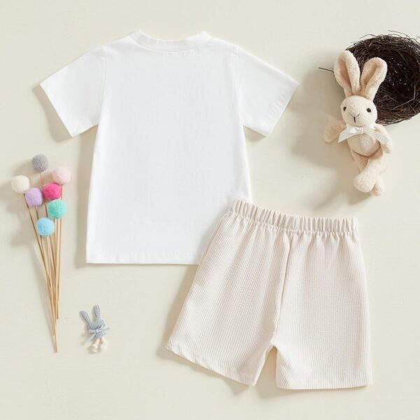 PanLidapan Baby Boys Easter Outfits Summer Clothes Short Sleeve Bunny Print T-Shirt Shorts Toddler 2 Piece Clothes Set Shorts Set Tracksuit - Image 3
