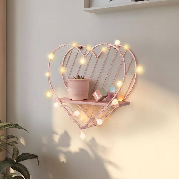 SUMGAR Floating Shelves Rose Gold Heart Shelf for Wall Mounted Pink Bathroom Bedroom Living Room Decorative Organiser Display & Storage Unit - Image 4