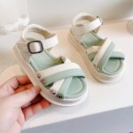 infant slippers 0 3 months Girls Open Toe Color Blocking Princess Sandals Soft Bottom Shoes Casual Beach Vacation Sandals infant slippers 0 3 months - Image 2