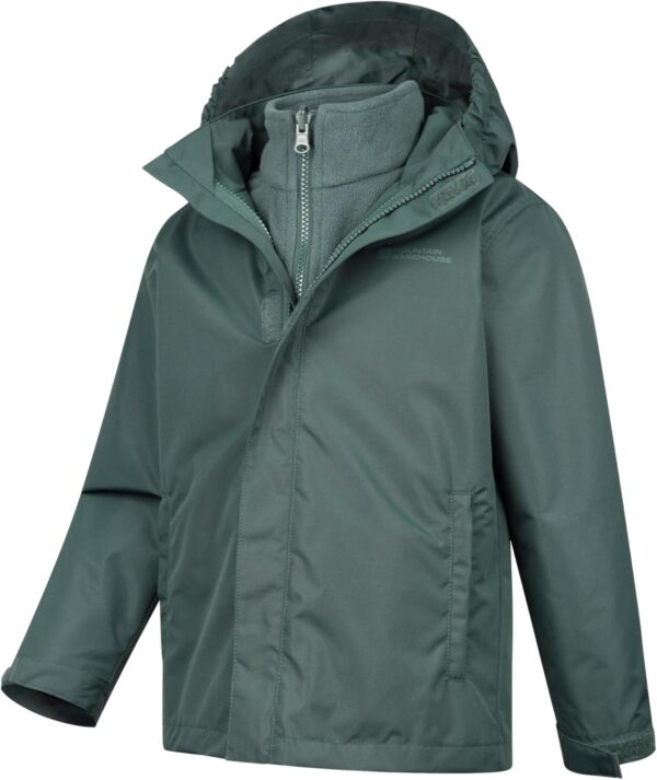 Mountain Warehouse Fell Kids 3 in 1 Jacket - Water-Resistant Triclimate Raincoat, Detachable Inner Coat & Packaway Hood - for Walking, Hiking & Outdoors - Image 4