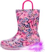 Hugrain Kids Adorable Light Up Wellies with Easy On Handles