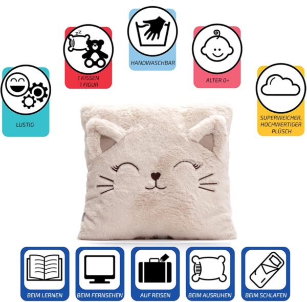 Ecrou cuddly pillow for children, fluffy decorative pillow with filling, children's pillow, decorative pillow for baby room, children's room decoration, birthday gift for women 35 x 35 cm (beige) - Image 6