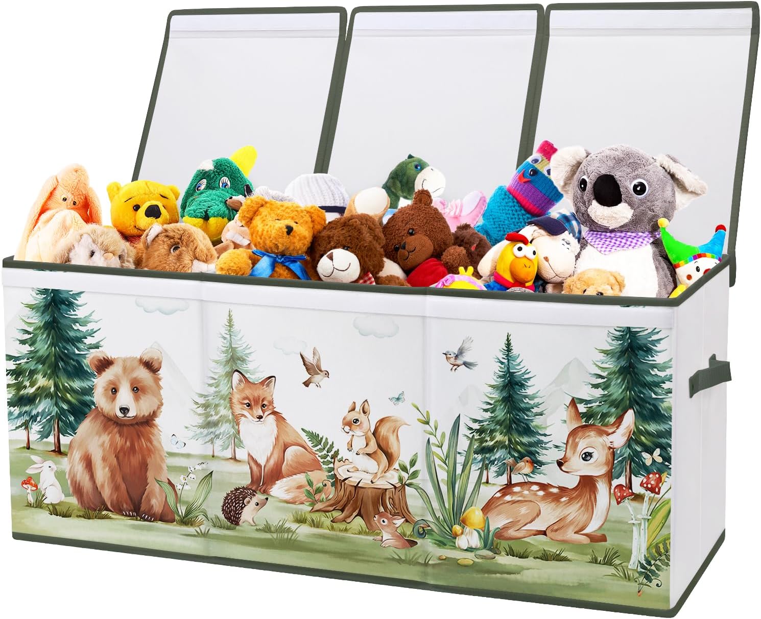 71h5eqILfsL._AC_SL1500_.jpg Decalsweet Extra Large Kids Toy Storage Box with Lid,Foldable Oxford Toy Storage Organizer Box for Boys Girls-96×32×40cm-Lightweight Toy Chest with Handles for Bedroom Nursery,Woodland Animal - Image 1
