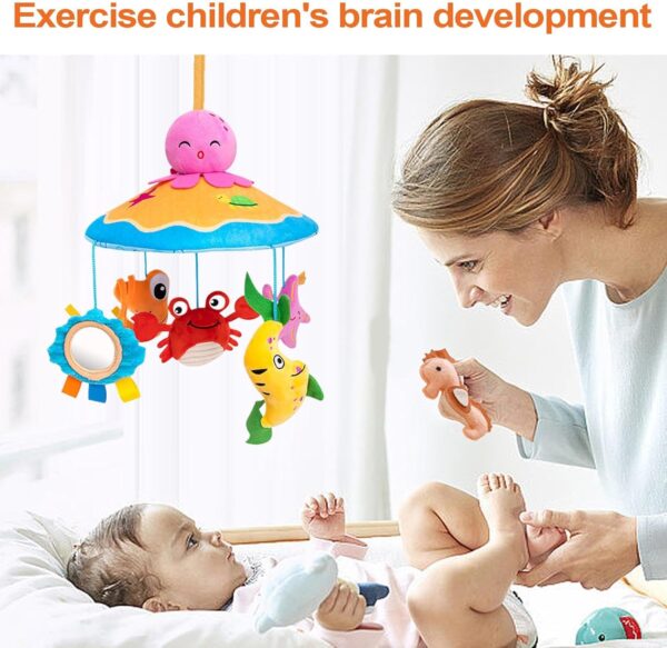 Mobile for Crib, Baby Bassinet Mobile Hanger Bell, 12.99x9.84x9.84 Inches Interactive Toy, Cute Animal Rotating Bell Included, Boys X Girls Preschool Learning Ornament - Image 3