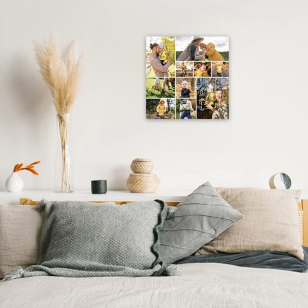 CCWACPP Custom Canvas Prints with Your Photos Collage Personalized Multi Photo Wall Art Upload Your Family Baby Pet Kids Photo Customize Pictures for Wall Home (Templates-04, 20"x20"(50x50cm)) - Image 2