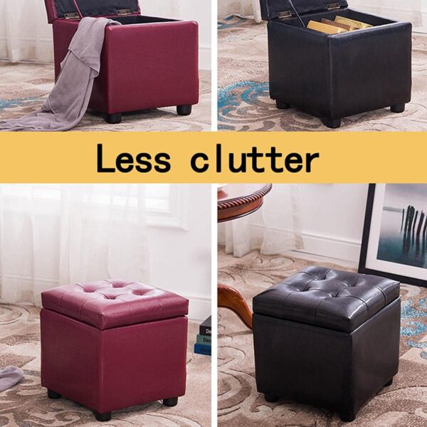 OLOTU Footstool Multifunctional Foot Stool Storage PU Fabric Feels Delicate Footstool Water Resistant Sofa Stool Concealed Storage Storage Box Ergonomic - Image 6