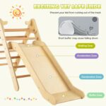 GYMAX 2 in 1 Kids Climbing Set, Wooden Toddler Climber with Slide, Outdoor Indoor Montessori Climbing Toys for 3 Years Old + Boys Girls (Natural) - Image 4