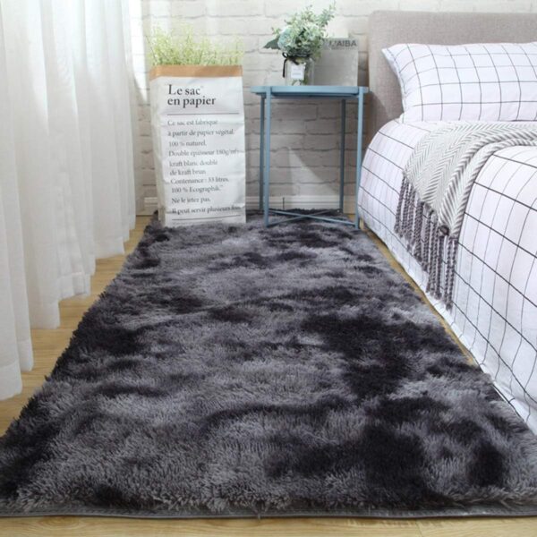 JURLEA Area Rug Modern Fluffy Shaggy Rugs for Living Room, Soft Non-Slip Carpet for Bedrooms, Boys Room, Girls Room, Play Room Modern Home Decor (Black Grey, 120 x 160 cm) - Image 2