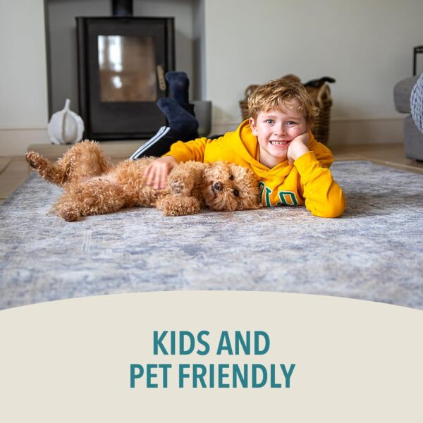 Rugs and More Washable Area Rug - Short Pile Machine Washable Runner, Easy to Clean, Child & Pet Friendly - Modern Mat for Hallway, Bedroom, Kitchen, Utility Room (Dark Grey, 60x230cm) - Image 3