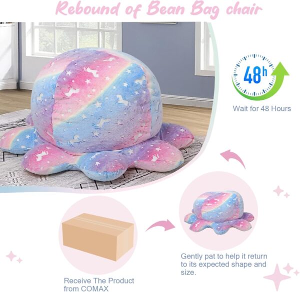 COMAX Unicorn Bean Bag Chairs for Kids 8-12, Large Kid Beanbag Chair with Filler, Big Toddler Lazy Floor Stuffed Couch Sofa for Girls Boys, Glowing Rainbow - Image 8