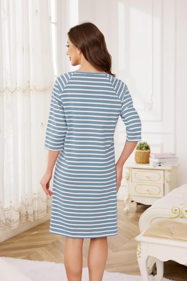 Vlazom Women 3 in 1 Cotton Nursing/Delivery/Labor/Maternity Nightgown Half Sleeve Breastfeeding Sleep Dress Hospital Gown Sleepwear with Buttons - Image 4