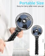 benpen Pram Fan Clip on Stroller Portable Baby Buggy Fan Cooling Pram Accessories,Battery Rechargeable Portable Personal Travel Fan Pushchairs Crib Bed Treadmill Baby Bike Seat Holiday Essentials - Image 4