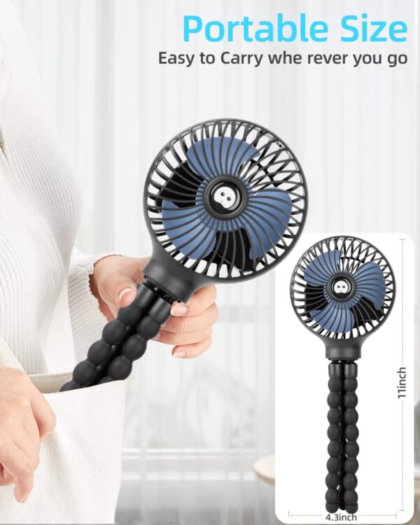 benpen Pram Fan Clip on Stroller Portable Baby Buggy Fan Cooling Pram Accessories,Battery Rechargeable Portable Personal Travel Fan Pushchairs Crib Bed Treadmill Baby Bike Seat Holiday Essentials - Image 4