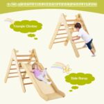 GYMAX 2 in 1 Kids Climbing Set, Wooden Toddler Climber with Slide, Outdoor Indoor Montessori Climbing Toys for 3 Years Old + Boys Girls (Natural) - Image 2