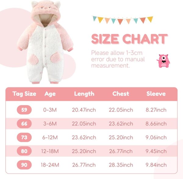 JiAmy Baby Snowsuit Hooded Romper Winter Outfits Boys Girls Cartoon Bear Fleece Jumpsuit 0-18 Months - Image 7