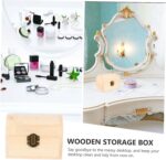 VOSAREA 1pc Pirate Treasure Chest Wooden Box Crate Toys Storage Organizer Storage Organizer for Toy Containers with Lids Chains Alphabet Toys 6x6 Storage Boxes with Lids Arch Kit Bins - Image 3