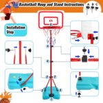 TONZE Kids Basketball Hoop and Stand Height Adjustable,Net and Ball Outdoor Indoor Mini Basketball Hoop Sport Play Set Toys for 4 5 6 7 Year Old Boys Girls(88cm/138cm/190cm) - Image 2