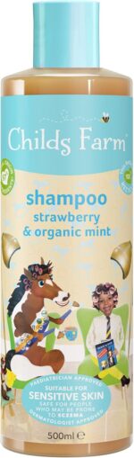 Childs Farm Kids Shampoo, Strawberry and Organic Mint, All Hair Types, Detangles and Nourishes, Suitable for Dry, Sensitive and Eczema-prone Skin and Scalp, 500 ml