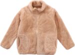 Toddlers Boys Girls Polar Fleece Lined Sherpa Full-Zip Jacket Baby Winter Fuzzy Coat Long Sleeve Warm Outwear Padded Coats for Kids