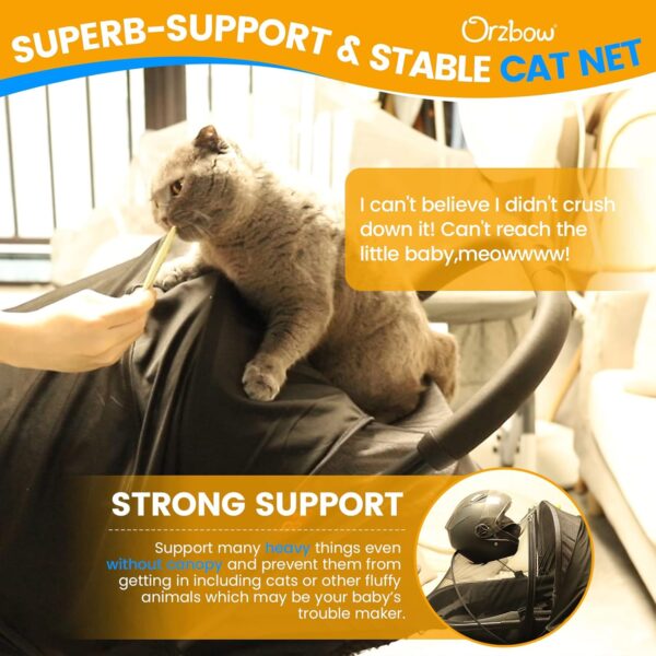 Orzbow Universal Baby Mosquito Net & Buggy Sun Shade with UPF50+,Breathable Pram Net Cover with Two-way Zipper & Adjustable Stroller Sun Cover with Bag for Pushchair,Car Seat & Carrycot (Black) - Image 9