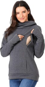 Nursing Tops for Women Breastfeeding Sleeves Sweatshirts Hoodie Maternity Hooded Long Breastfeeding Maternity Clothes Ladies Maternity Clothes Nursing Top